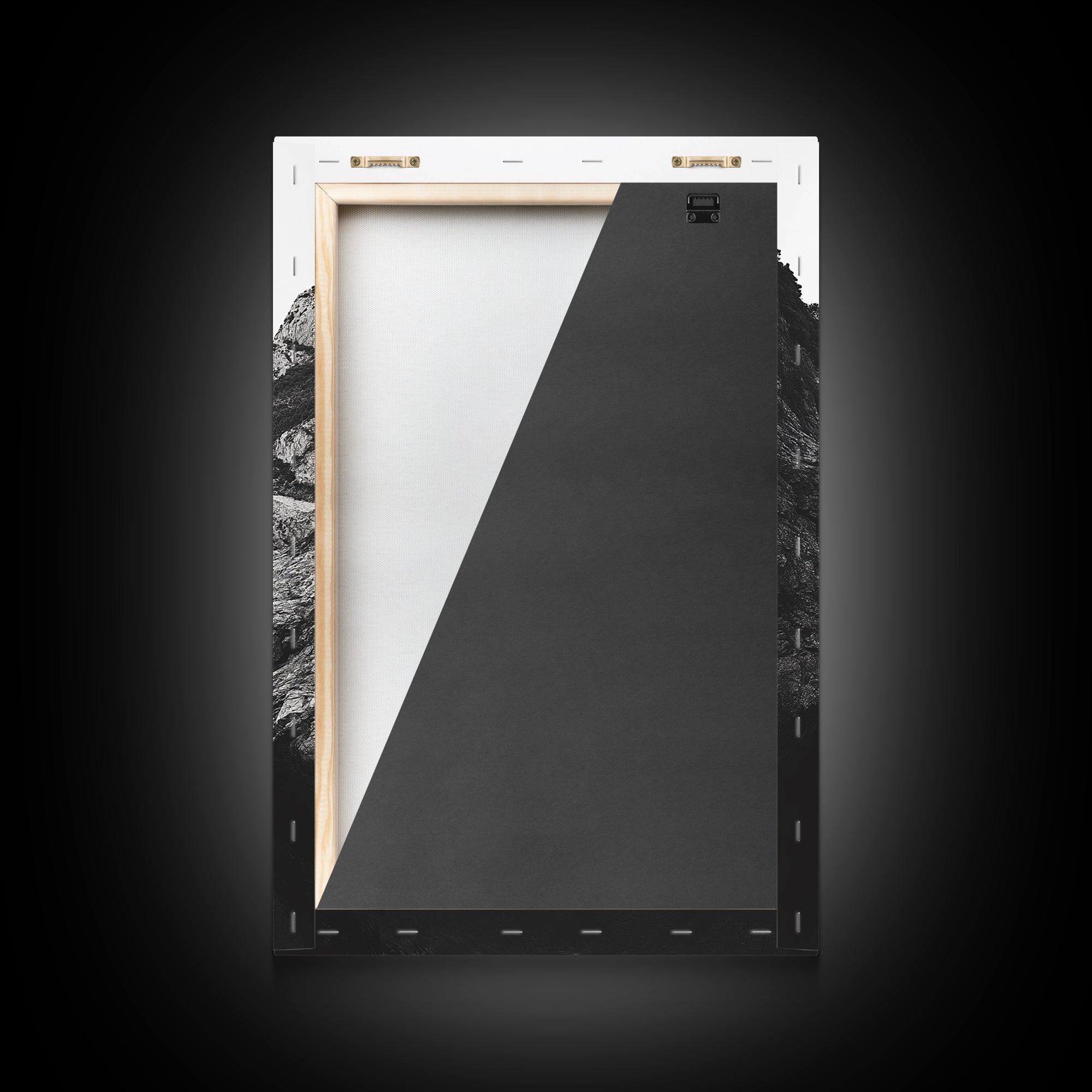 Cliffs, Ocean, Channel, Serenity - Dramatic rocky inlet view, Framed Canvas Print, ideal bathroom or hallway wall art, nature lover minimalist