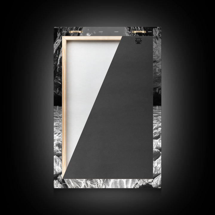 Clear Waterscape, Rocky Shoreline, Tropical Escape, Nature Photography, Framed Canvas Print, Beach House Coastal Wall Art