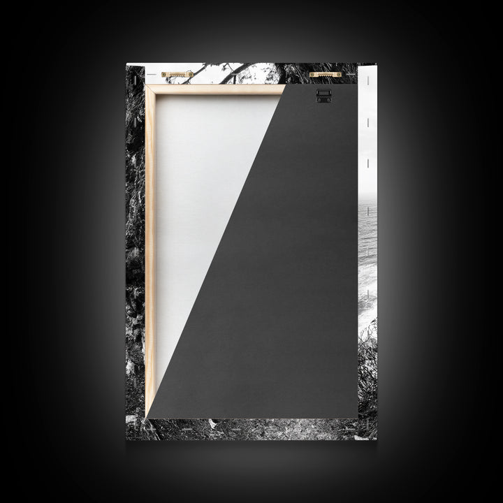 Cliffside Trail, Seaside Path, Coastal Adventure, Outdoor Photography, Framed Canvas Print, Cabin Nature Lover Wall Art, Bedroom Wall Art