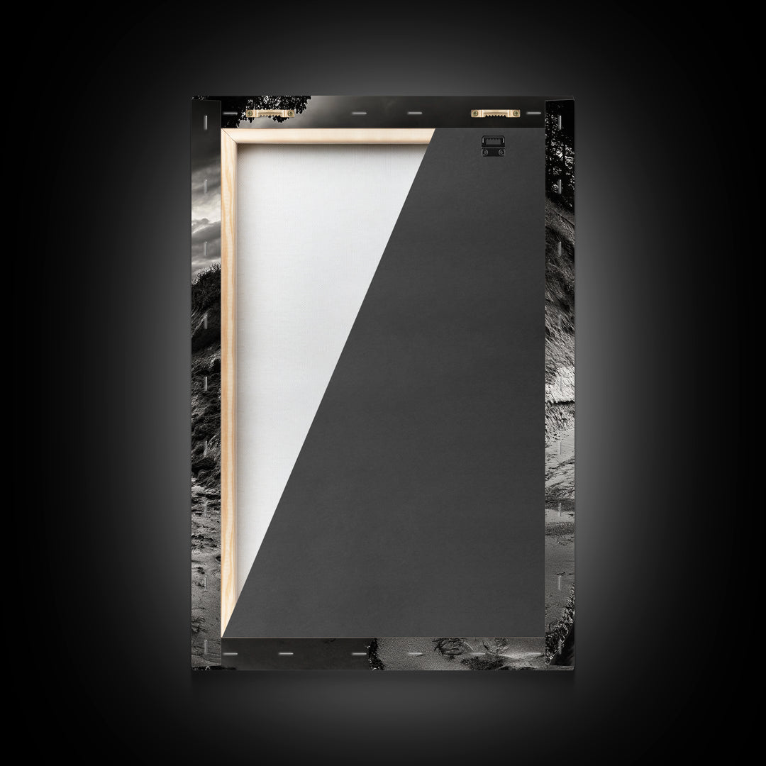 River Canyon, Dramatic Sky, Nature Pathway, Canvas Print, Adventure Wall Art, Cabin Decor, Black White Landscape Photography