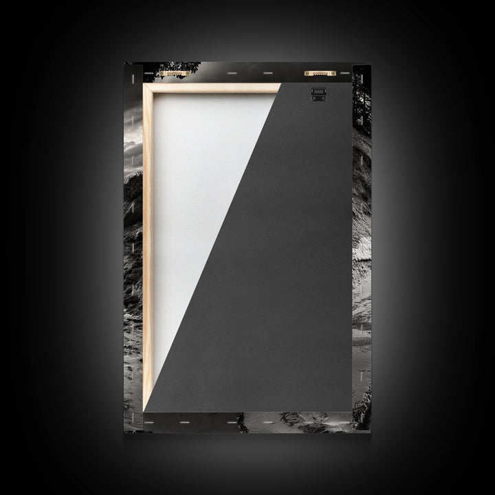 River Canyon, Dramatic Sky, Nature Pathway, Canvas Print, Adventure Wall Art, Cabin Decor, Black White Landscape Photography