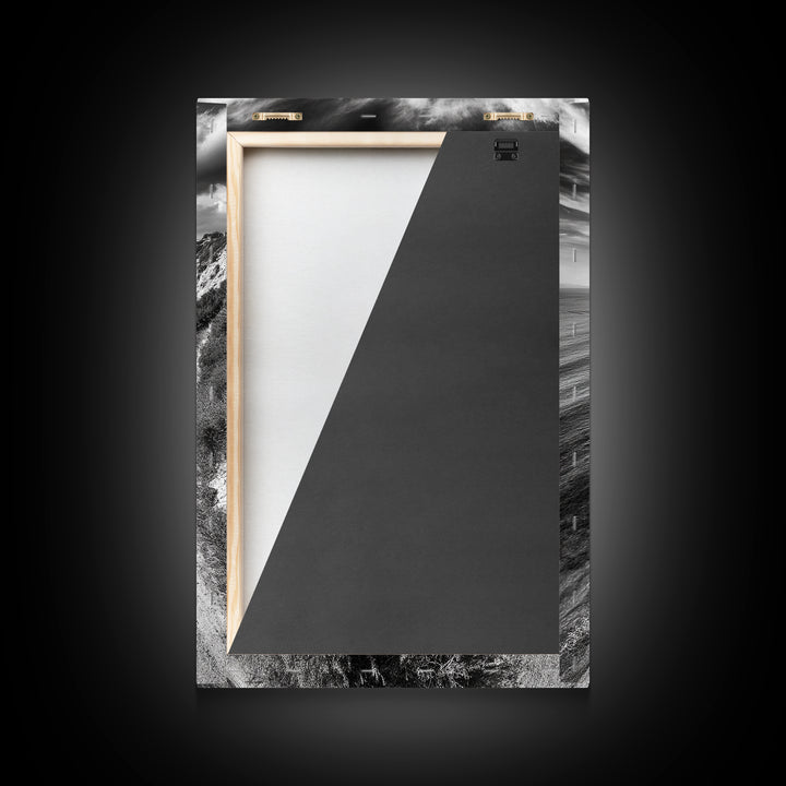 Coastal Mountain Trail, Ocean View, Travel Photography, Framed Canvas Print, Scenic Landscape Art, Office or Hallway Wall Art