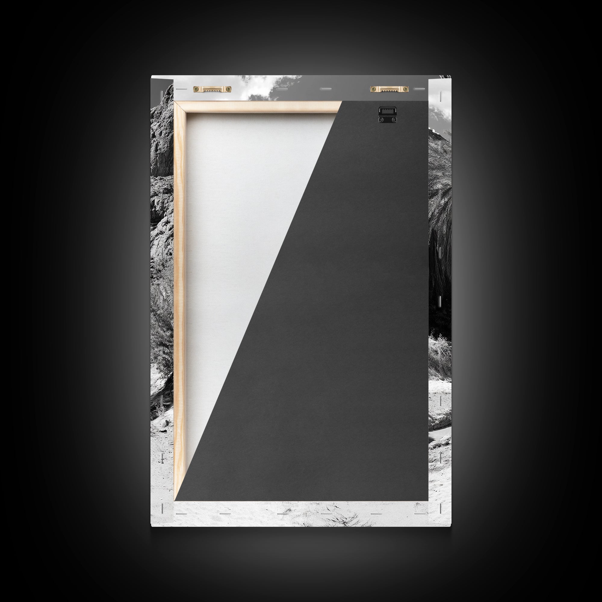 Desert Oasis, Palm Trees, Canyon Trail, Framed Canvas Print, Nature Photography Art, Warm Boho Wall Decor, Rustic Entryway Accent