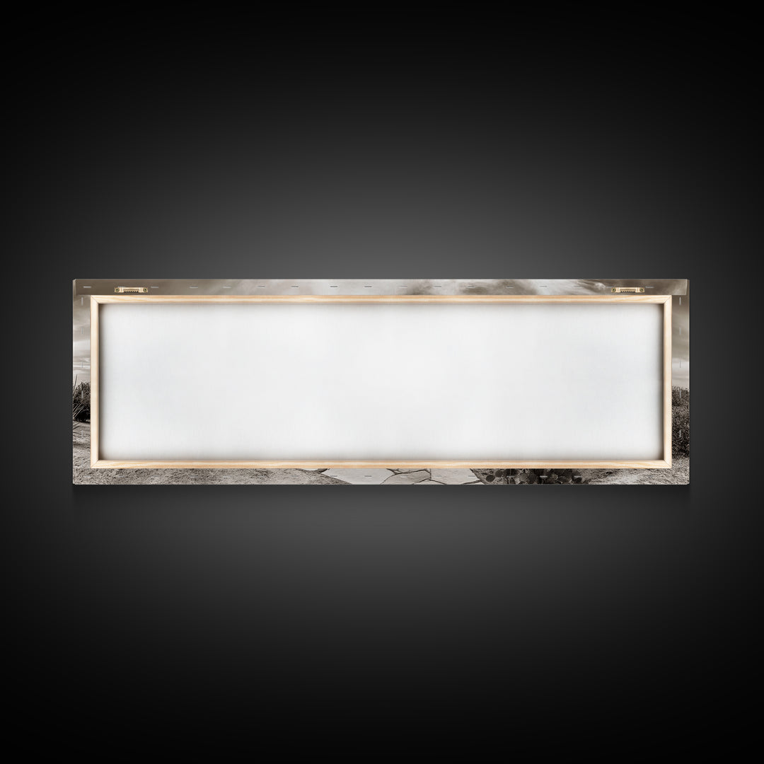 Desert Home, Adobe House, Rustic Pathway, Cactus Garden, Framed Canvas Print, Southwestern Decor, Living Room Wall Art, Western Aesthetic