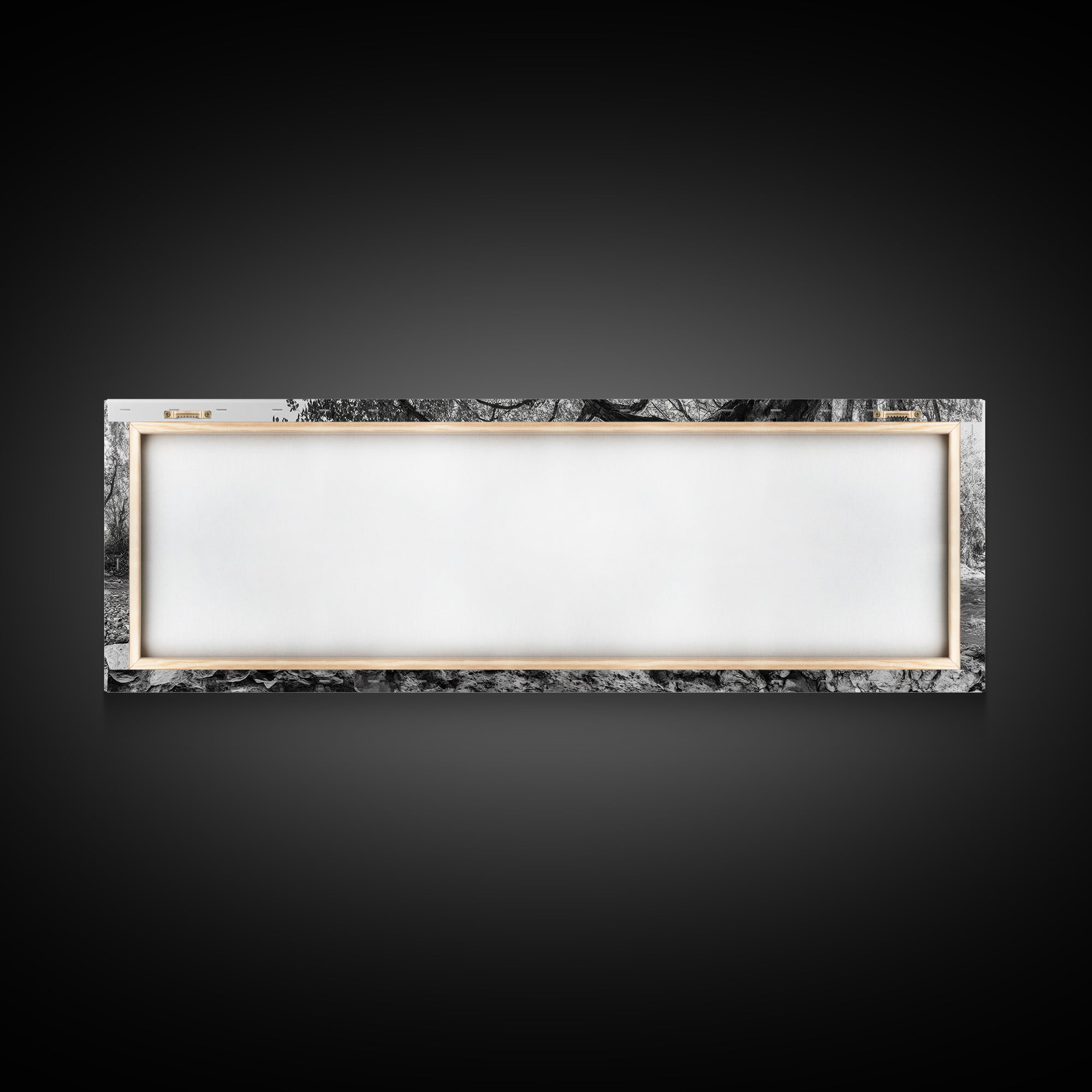 River Tree Roots, Tranquil Forest Landscape, Nature Wall Decor, Framed Canvas Print, Living Room Art, Black and White Earthy Style