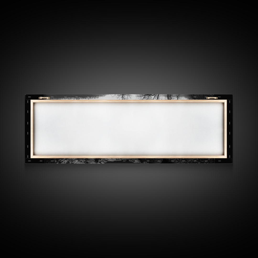 Curved Tree, Still Lake, Moody Landscape, Framed Canvas Print, Modern Nature Photography, Fall Home Decor, Living Room Art