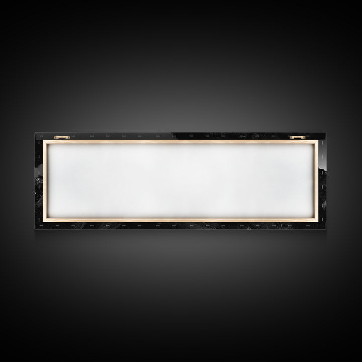 Coastal Night, Tree Silhouette, City Horizon, Framed Canvas Print, Moody Landscape Art, Modern Living Room Wall Decor