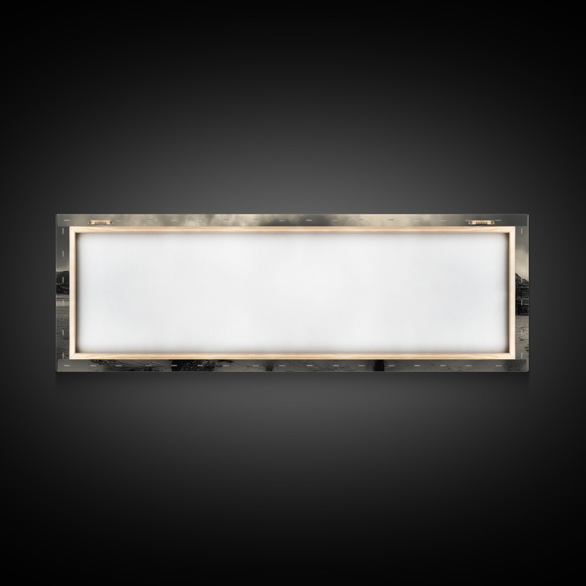 Dockside Calm, Stormy Shore, Ocean Jetty, Framed Canvas Print, Moody Coastal Wall Art, Living Room Art, Rustic Lakehouse Decor