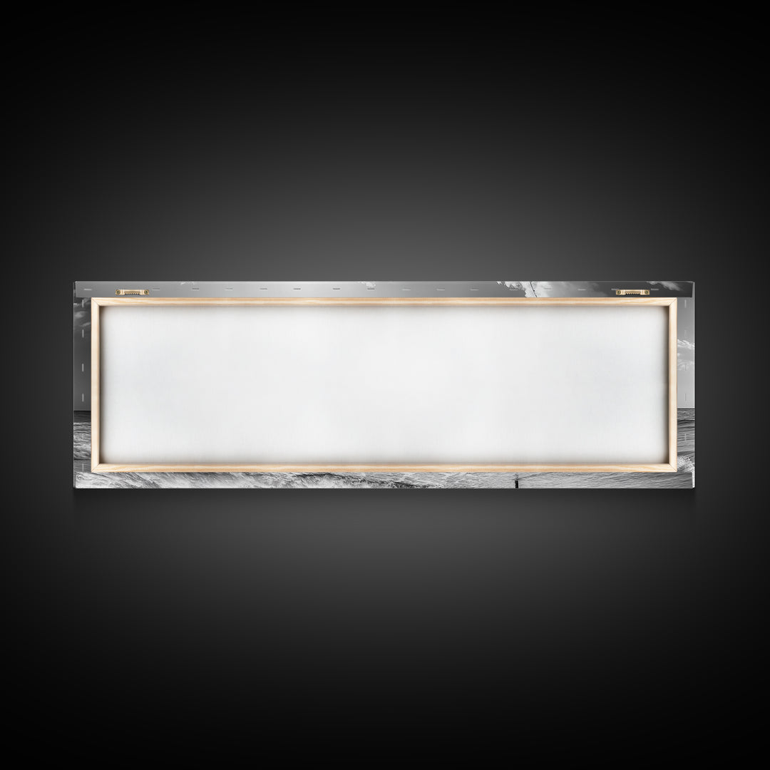 Beach Fishing, Ocean Waves, Rod and Reel, Framed Canvas Print, Coastal Living Wall Art, Minimalist Nautical Decor, Beach House Aesthetic