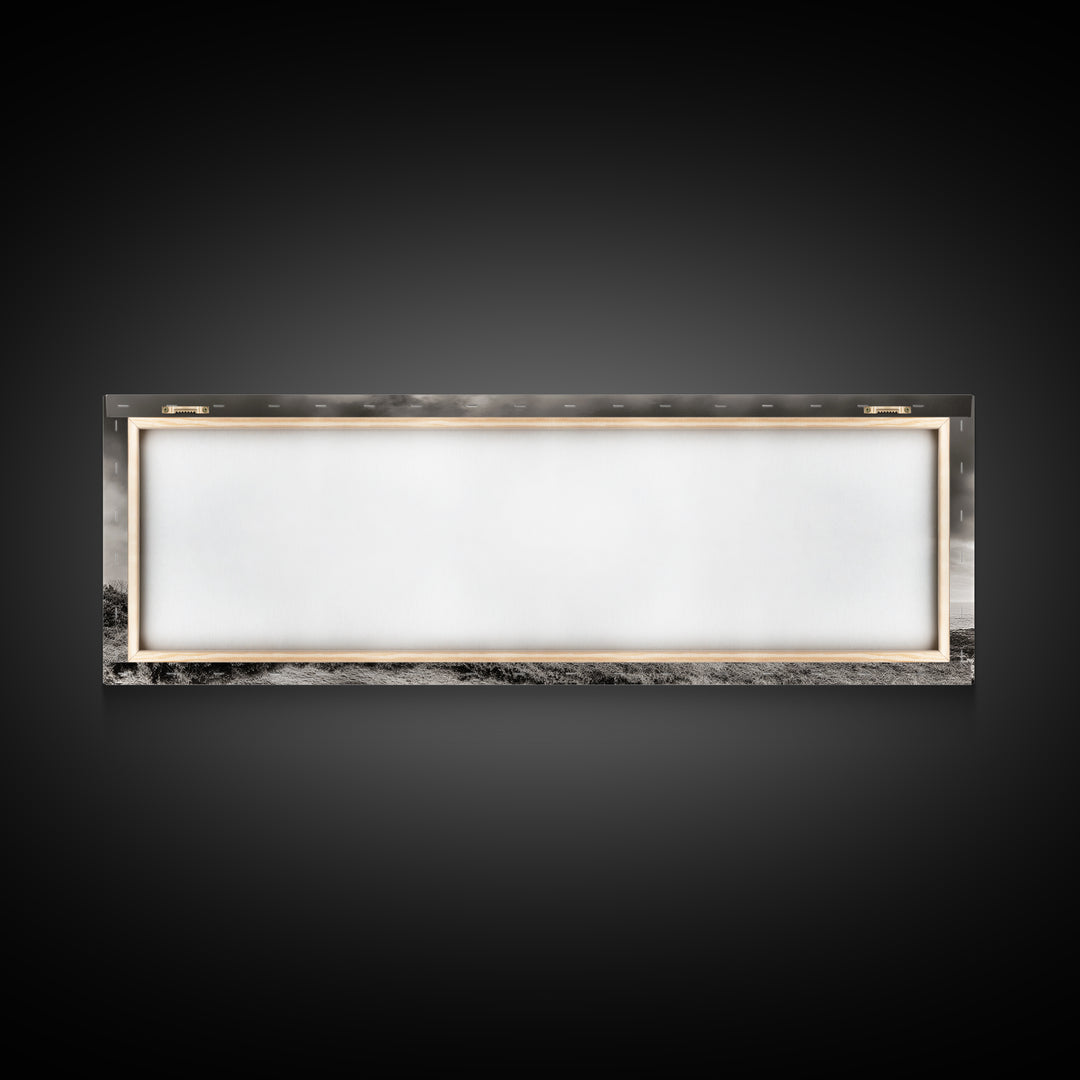 Coastal Pines, Ocean View, Windswept Trees, Framed Canvas Print, Minimalist Landscape Art, Neutral Tones, Entryway Wall Decor