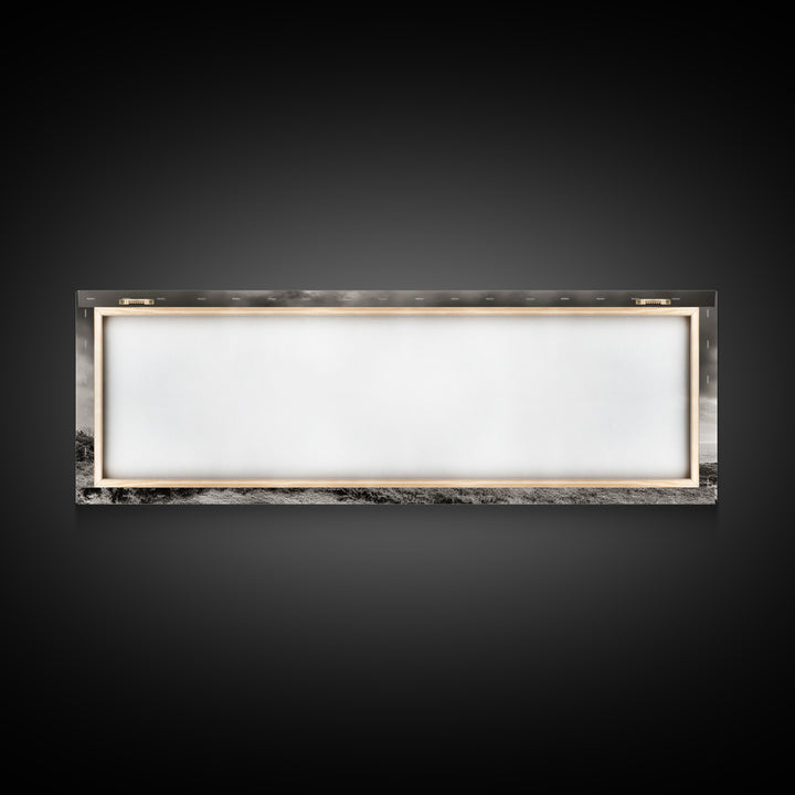 Coastal Pines, Ocean View, Windswept Trees, Framed Canvas Print, Minimalist Landscape Art, Neutral Tones, Entryway Wall Decor