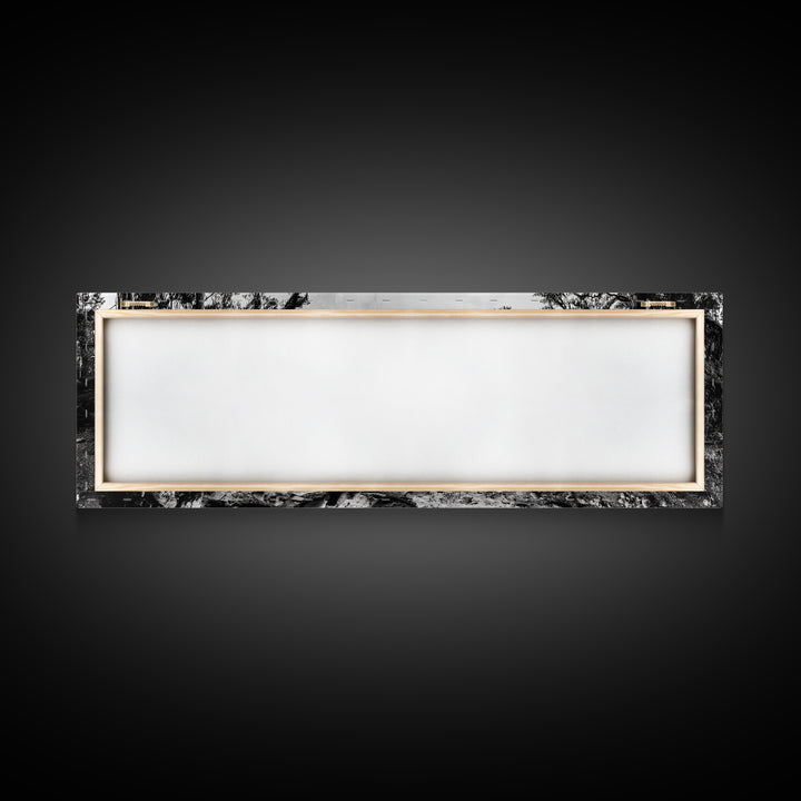 Rocky Shore, Ocean Vista, Misty Wilderness, Framed Canvas Print, Nature Wall Art, Monochrome Landscape, Cabin or Office Decor