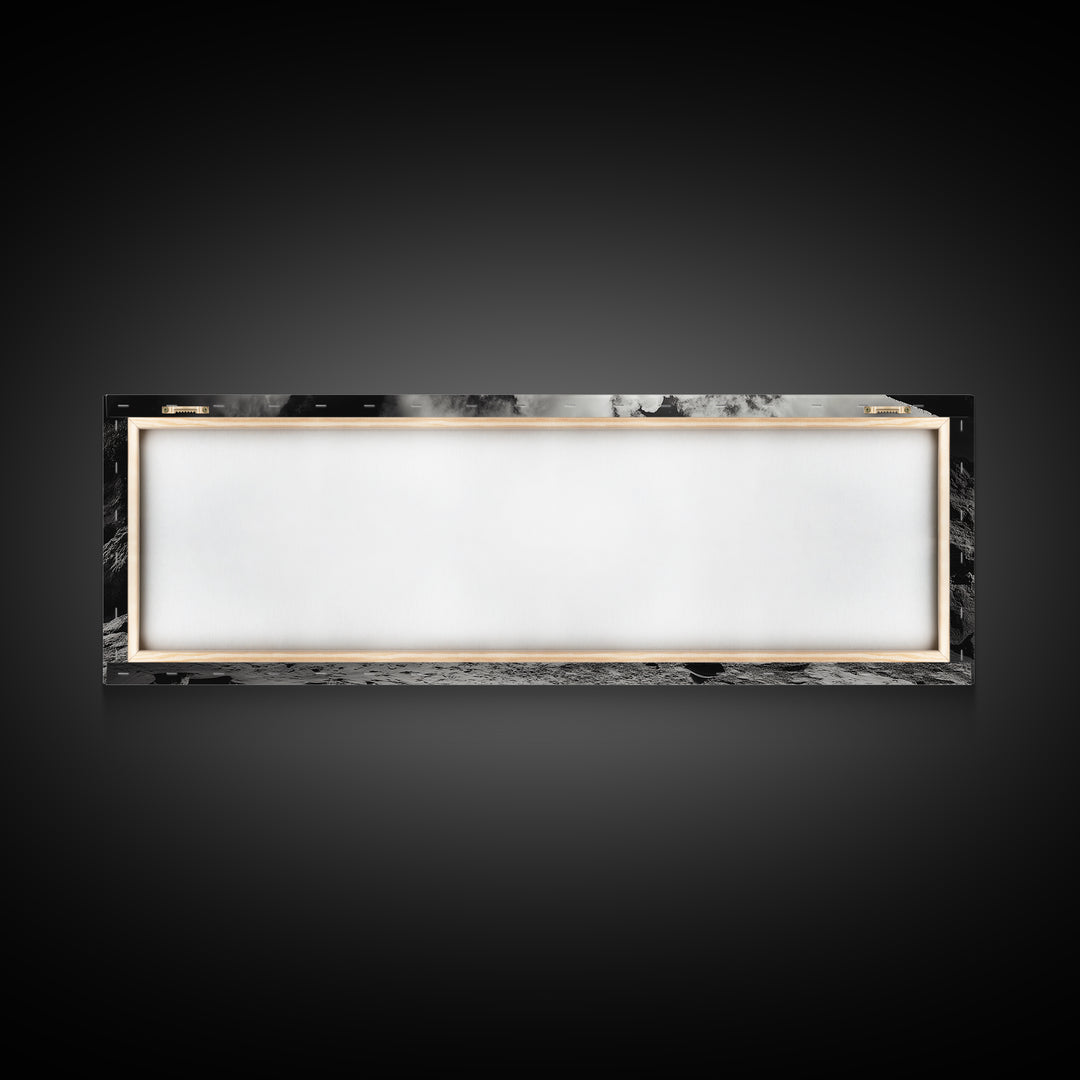 Cliff House, Ocean Cabin, Windy Coast, Framed Canvas Print, Moody Landscape Art, Rustic Wall Decor, Autumn Entryway Art