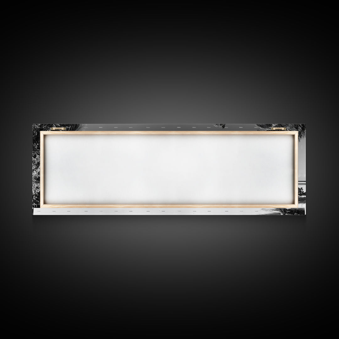 Beach House, Palm Retreat, Tropical Hideaway, Island Dream, Framed Canvas Print, Coastal Wall Art, Bedroom Decor, Tropical Vacation Aesthetic