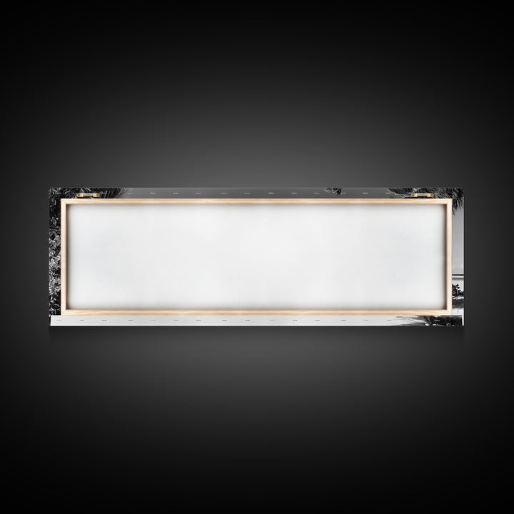 Beach House, Palm Retreat, Tropical Hideaway, Island Dream, Framed Canvas Print, Coastal Wall Art, Bedroom Decor, Tropical Vacation Aesthetic