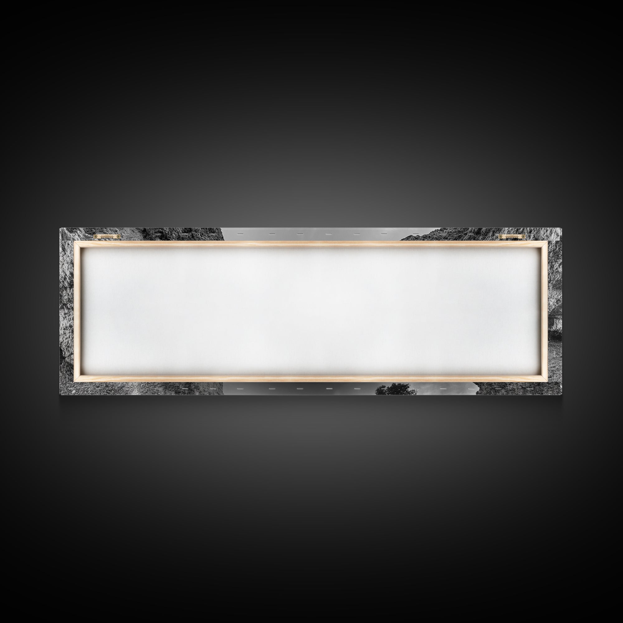 Coastal Cave, Reflection Landscape, Nature Calm, Framed Canvas Print, minimalist ocean wall decor, tranquil tree photography, zen entryway art