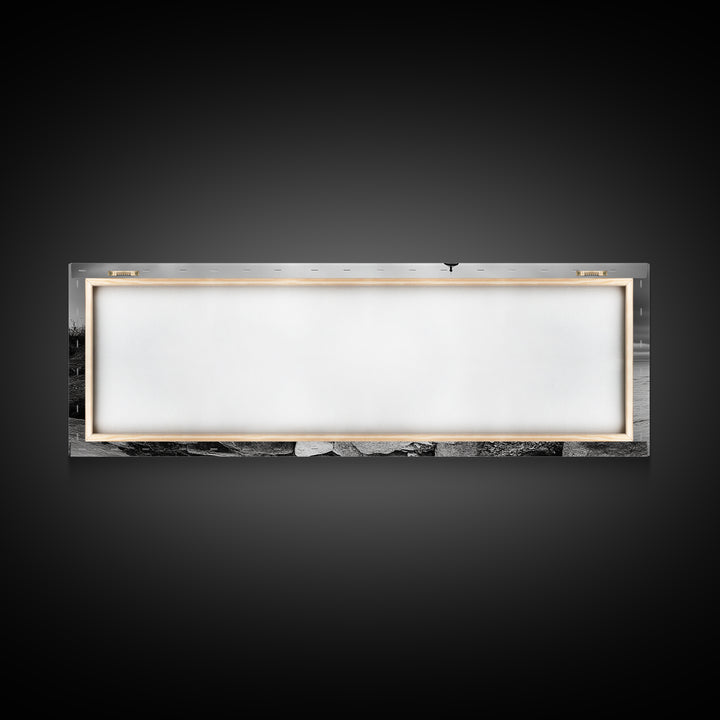 Classic Lighthouse Shore, Rocky Coastline Fog, Seaside Charm, Framed Canvas Print, Office Wall Art, New England Coastal Decor