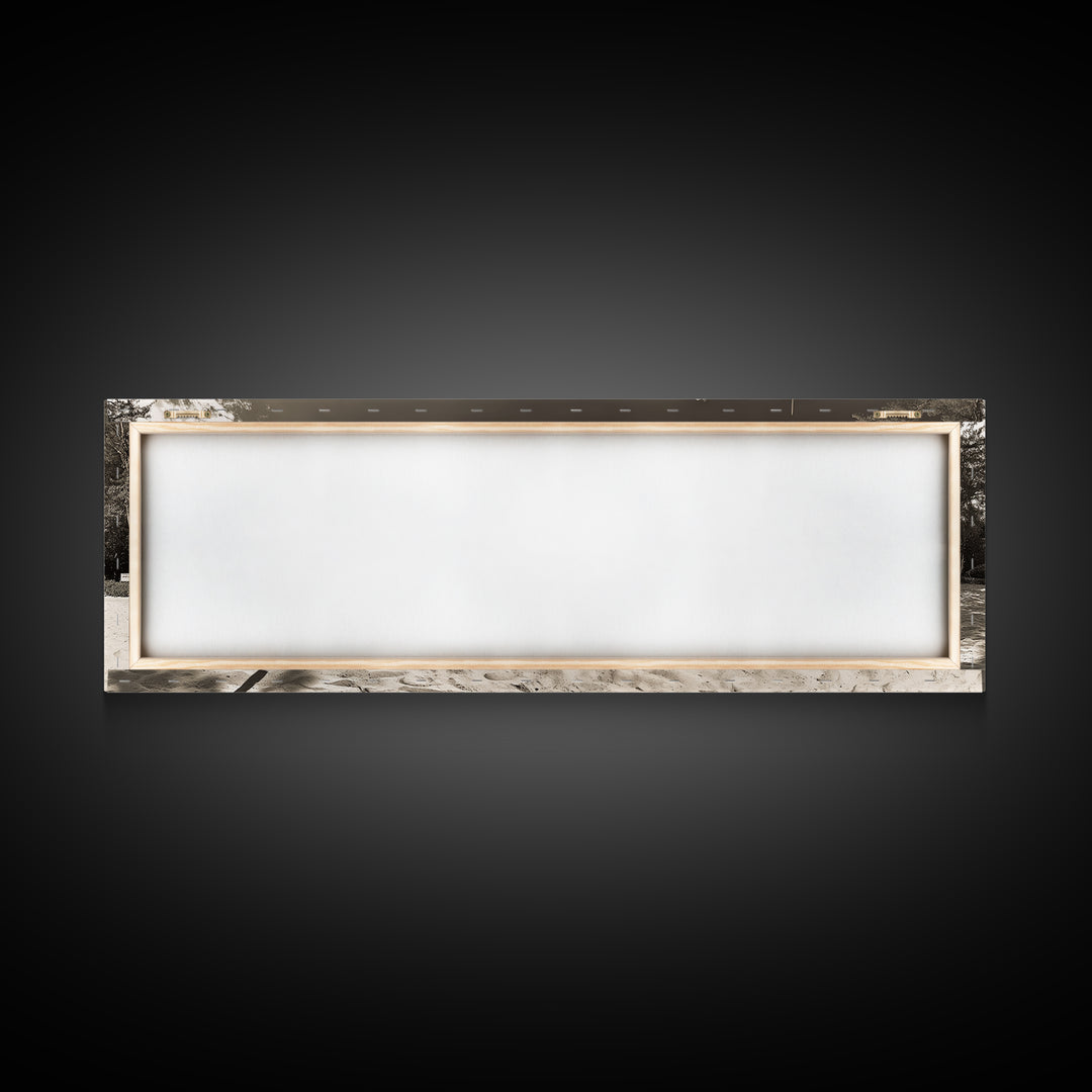 Beach Volleyball, Sand Court, Summer Fun, Tropical Clouds, Framed Canvas Print, Sports Room Wall Art, Coastal Decor, Sepia Beach Art