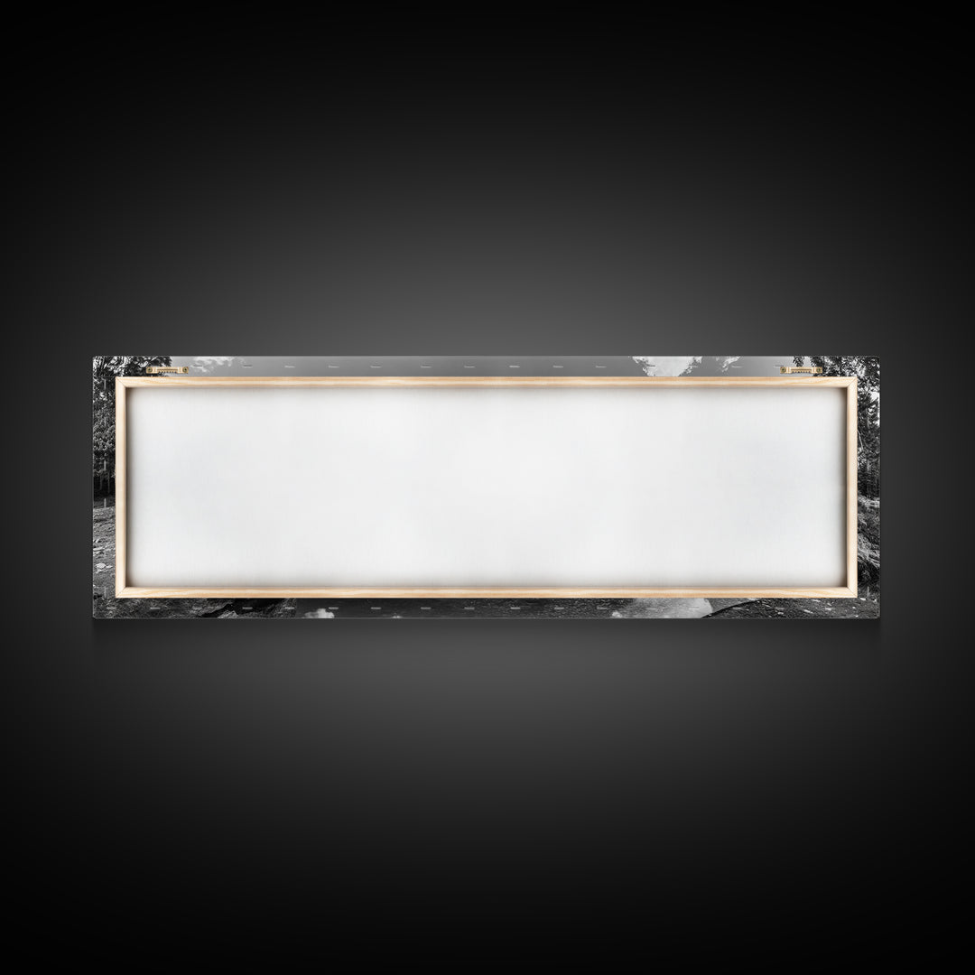 Canoe Lake, Still Water, Pine Forest, Outdoor Serenity, Canvas Print, Nature Wall Art, Rustic Cabin Decor, Peaceful Landscape, Neutral Tones