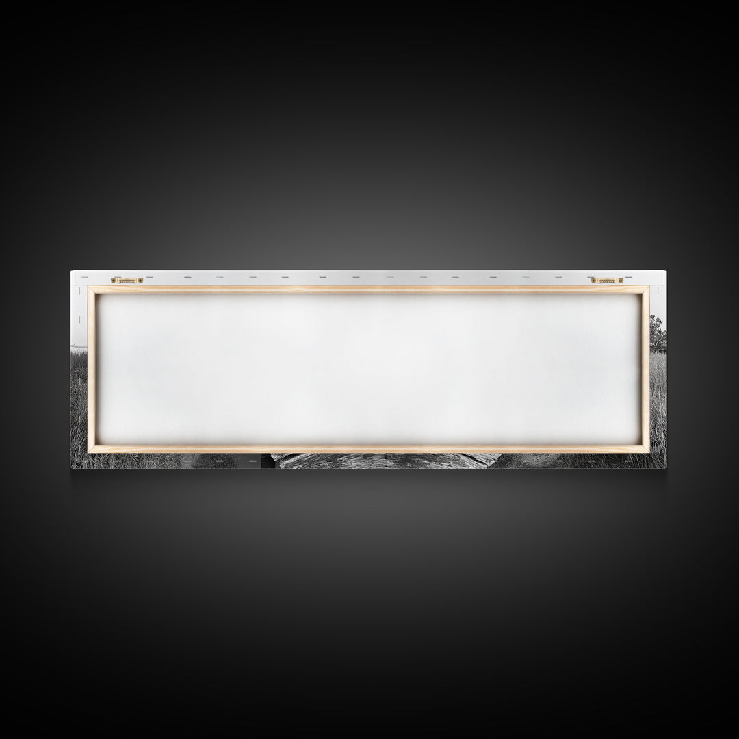 Abandoned Pier, Lakeside Shack, Black and White Marsh, Framed Canvas Print, Rustic Entryway Art, Minimalist Coastal Cabin Decor