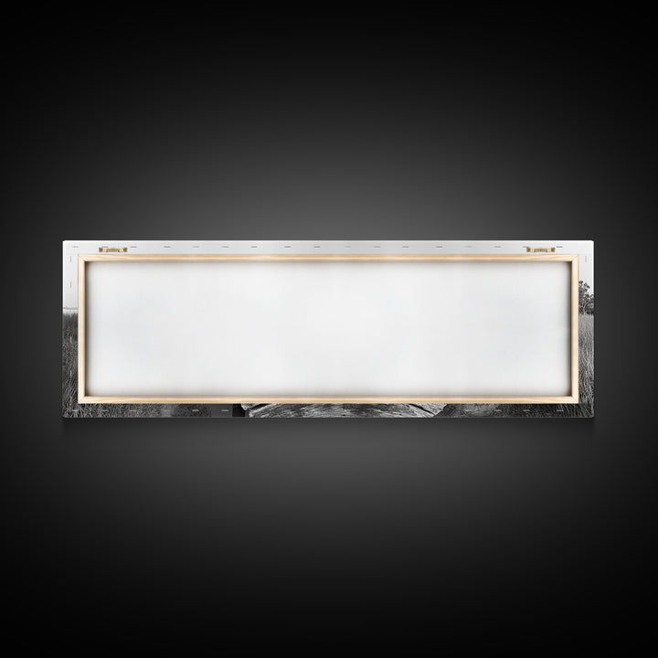 Abandoned Pier, Lakeside Shack, Black and White Marsh, Framed Canvas Print, Rustic Entryway Art, Minimalist Coastal Cabin Decor