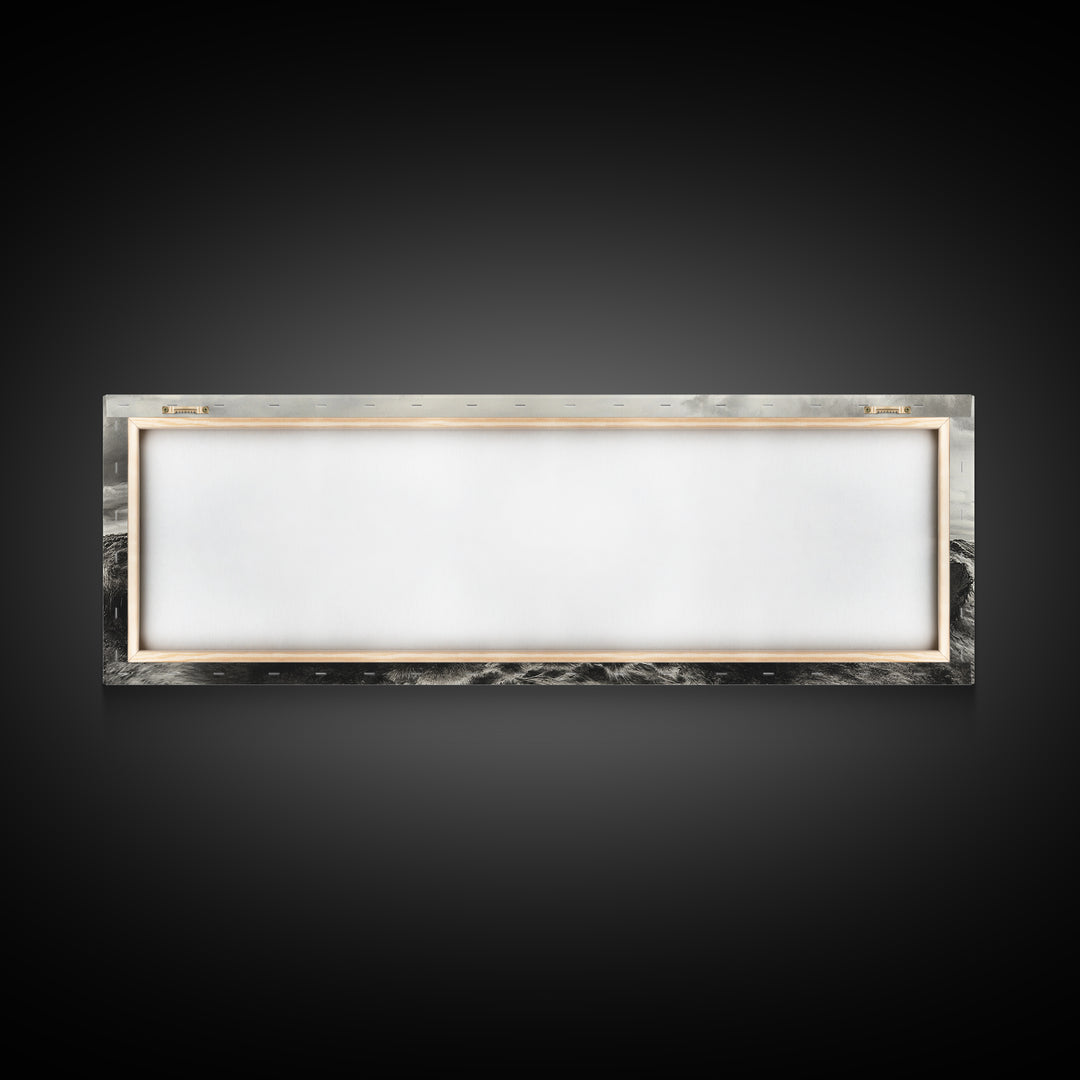 Desert Canyon Scene, Western Landscape, Vast Horizon, Framed Canvas Print, Rustic Wall Art, Neutral Earth Tones, Office Or Living Room