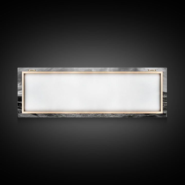 Rock Arch Landscape, Desert Formations, Dramatic Sky, Framed Canvas Print, Living Room Wall Art, Nature Inspired Decor, Monochrome Vibe