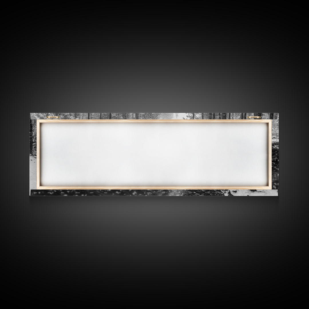 River Stream, Snow Forest, Winter Tranquility, Canvas Print, cozy cabin art, hygge home decor, Christmas wall art, woodland minimalist art