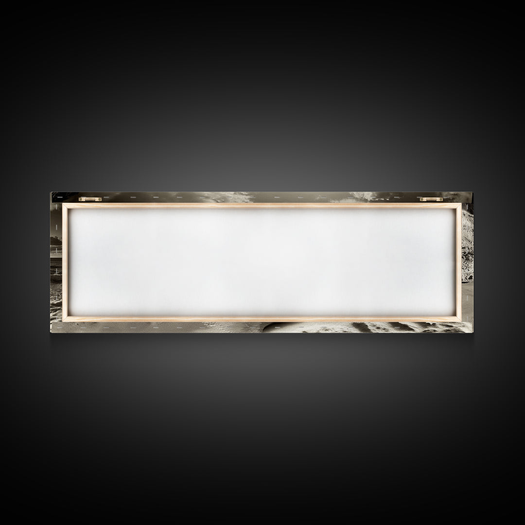 Cliff Coastline, Ocean Sunset, Beach Waves, Framed Canvas Print, seascape wall art, coastal bedroom decor, relaxing nature vibe, neutral art