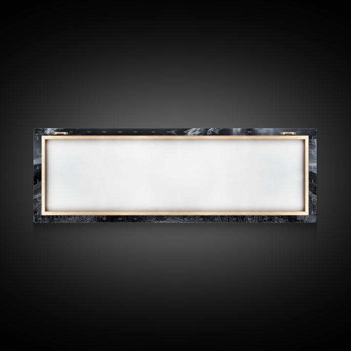 Cloudy Horizon, Wide Ocean View, Coastal Cliffs, Framed Canvas Print, dramatic seascape wall art, coastal kitchen decor, black and white