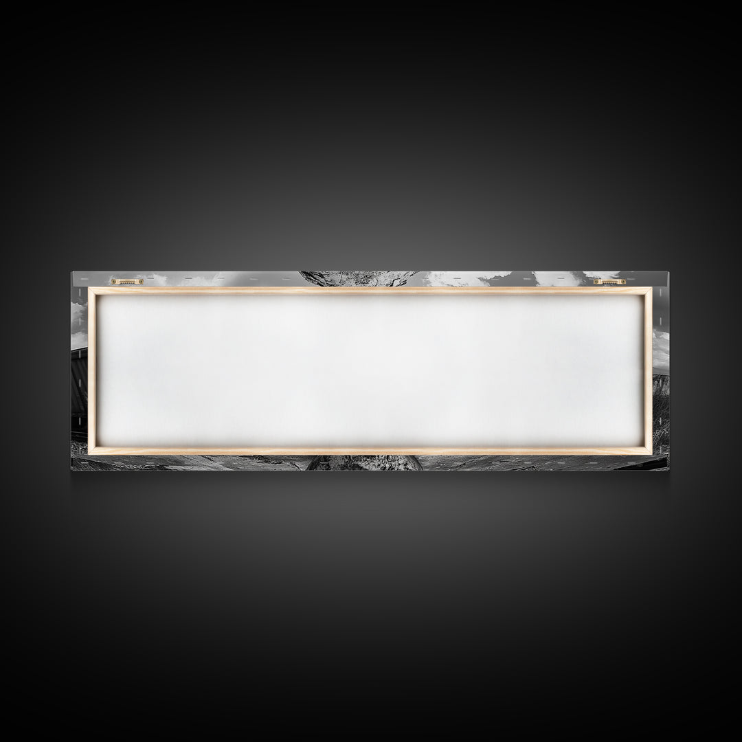 Abandoned Train Mask, Urban Surrealism, Monochrome Street Art, Modern Edgy Decor, Framed Canvas Print, Industrial Room Style