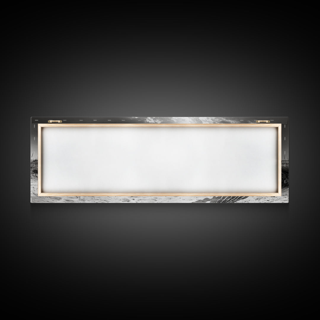 Coastal Chair, Black White, Seaside Decor, Beach Life, Framed Canvas Print, Coastal wall art, minimalist art, neutral tones, coastal room