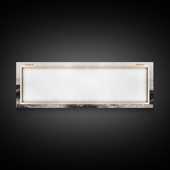 Coastal Boat, Ocean Horizon, Solitude Scene, Black and White Seascape, Canvas Print, Modern Bathroom Wall Art, Minimalist Decor