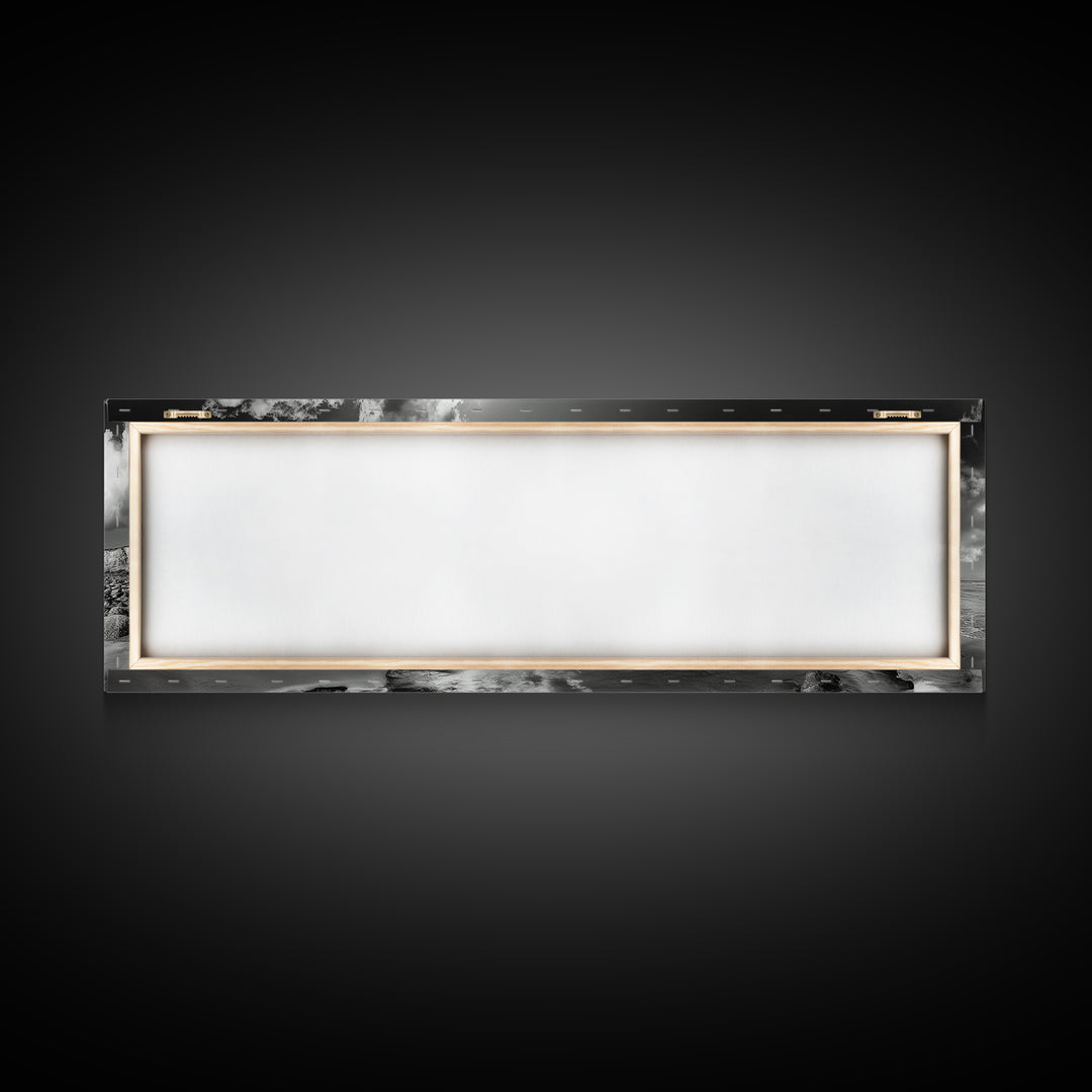 Beach Horse Reflection, Coastal Freedom, Wild Spirit Scene, Framed Canvas Print, Western Bathroom Art, Minimalist Beach House Decor