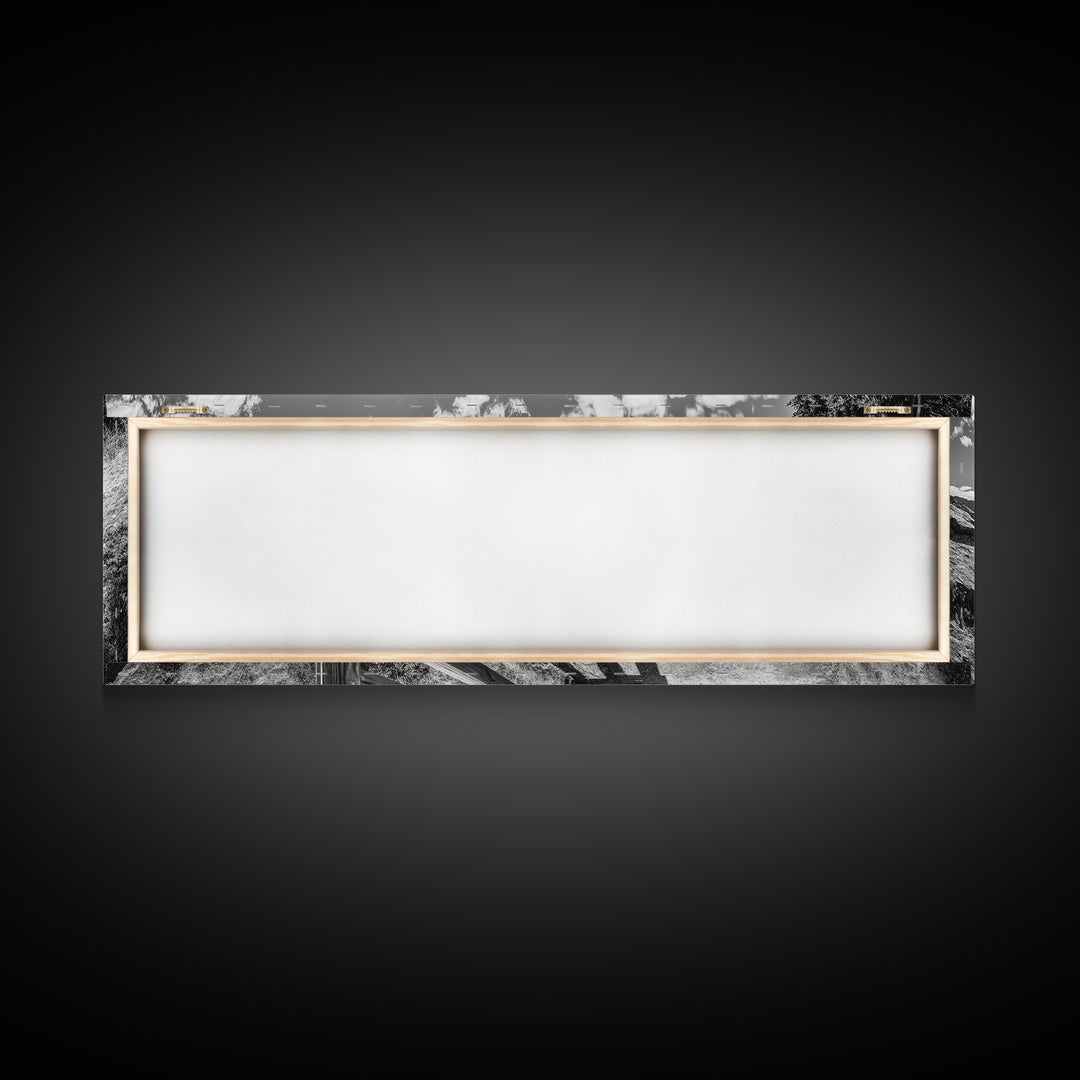 Coastal Fence Path, Island View, Ocean Trail, Framed Canvas Print, Bright Scenic Art, Living Room Decor, Seaside Landscape Vibe