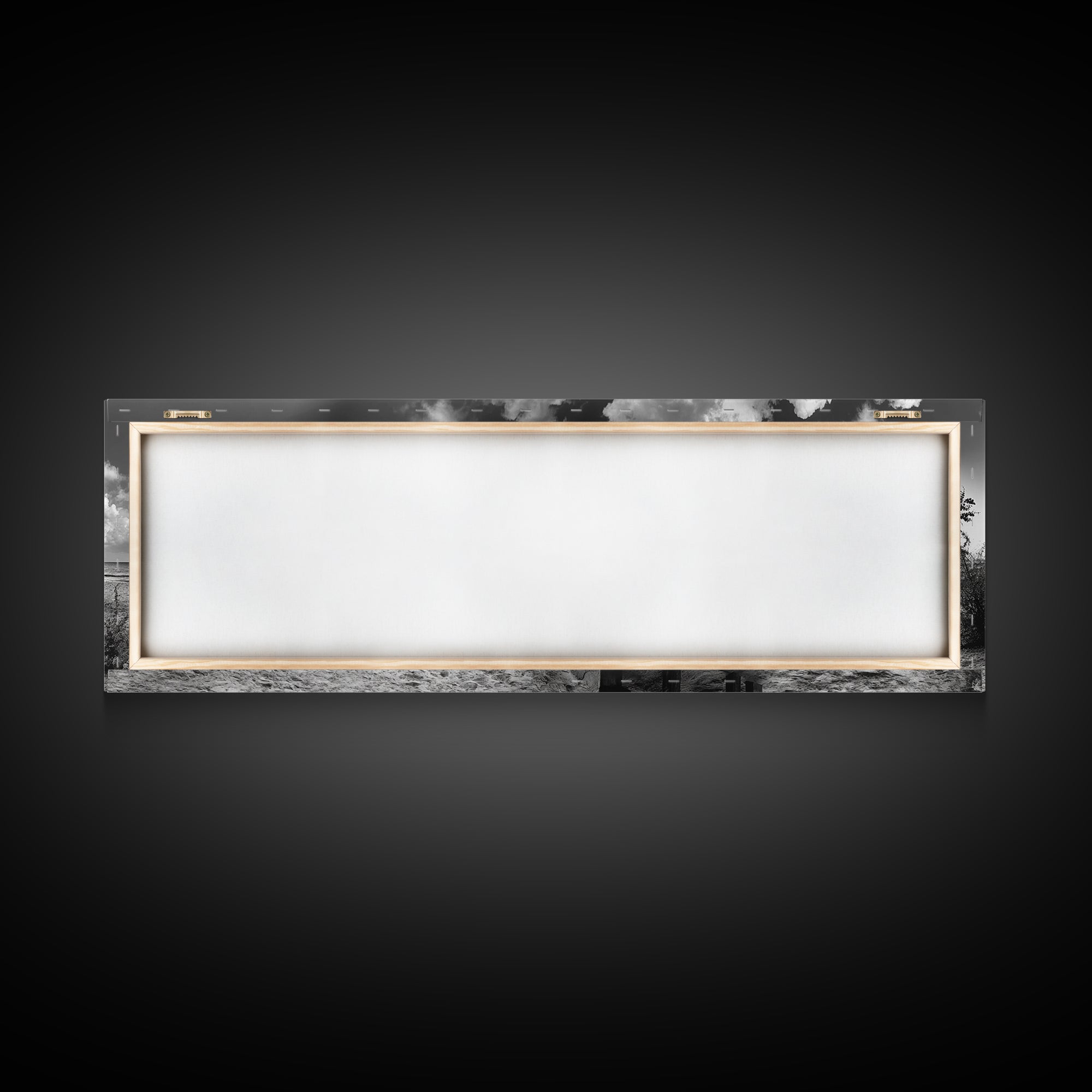 Beachside Bar Scene, Rustic Cafe, Ocean Picnic, Cloudy Sky, Framed Canvas Print, Coastal Kitchen Wall Art, Boho Bar Decor