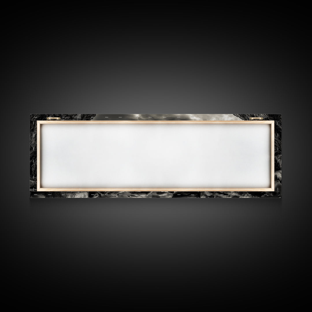 Rocky Shore Escape, Ocean Cliffside, Wild Coast, Moody Sky, Framed Canvas Print, Modern Bathroom Art, Nature Lover Decor