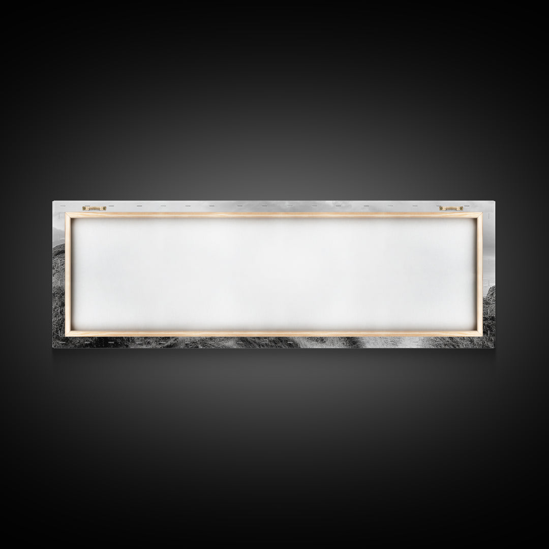 Coastal Trail View, Mountain Seascape, Minimalist Beach Path, Framed Canvas Print, Serene Landscape, Living Room Wall Art, Nature Decor