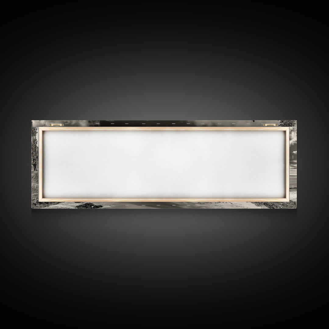 Cliffside Forest, Pacific Coastline, Dramatic Ocean View, Framed Canvas Print, Natural Landscape, Cabin Wall Art, Rustic Coastal Decor