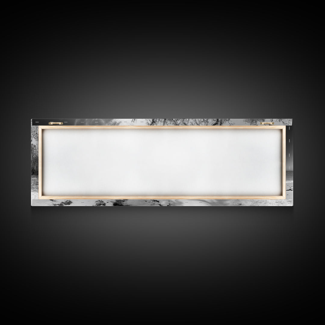 Bending Tree Beach, Windswept Coastal Scene, Dune Forest, Canvas Print, Monochrome Minimalist Art, Boho Bedroom Decor, Ocean Tones