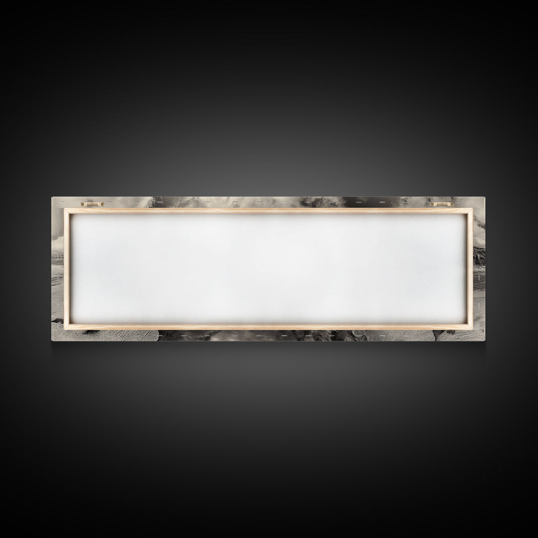 Coastal Rocks, Ocean Reflection, Dramatic Sky, Framed Canvas Print, Beach Landscape Photography, Fall Living Room Wall Art