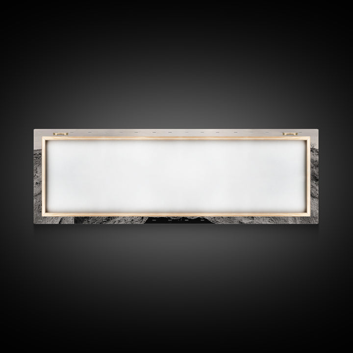 Desert Pool, Reflected Sky, Rugged Terrain, Monochrome Minimalism, Framed Canvas Print, Earthy Wall Art, Neutral Bedroom Decor