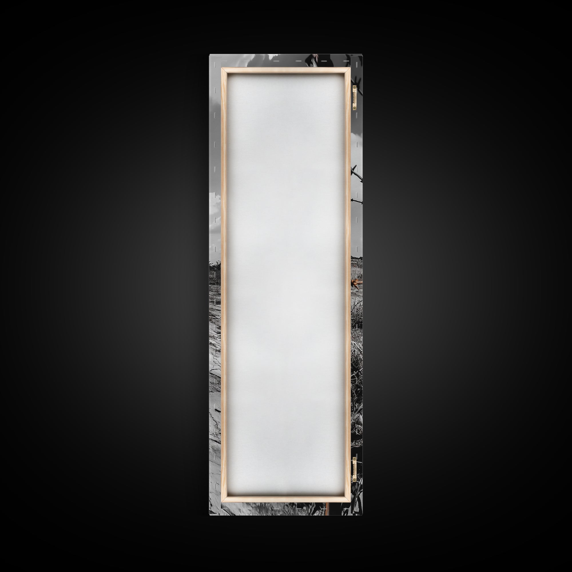 Rust Fence, Barbed Wire, Dramatic Sky, Framed Canvas Print, Abandoned Rural Art, Modern Industrial Decor, Grayscale Country Wall Art