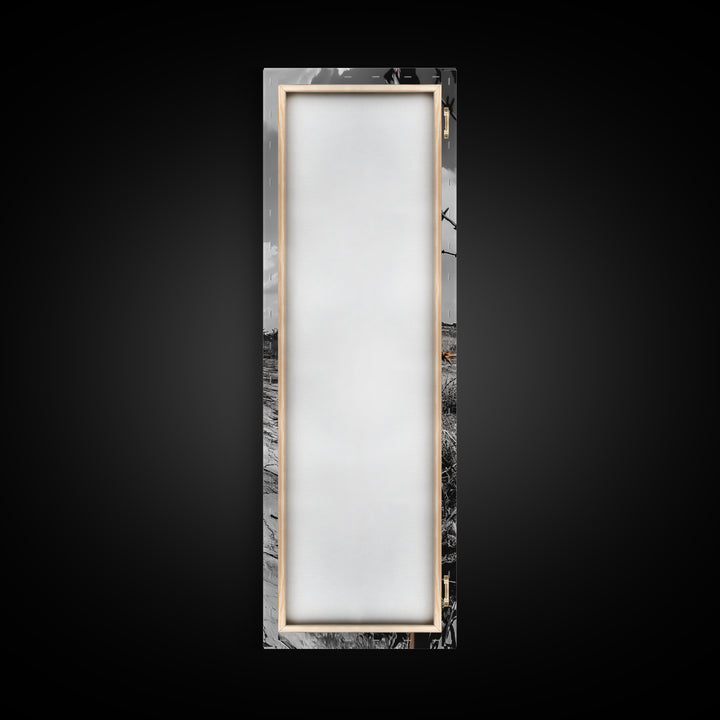 Rust Fence, Barbed Wire, Dramatic Sky, Framed Canvas Print, Abandoned Rural Art, Modern Industrial Decor, Grayscale Country Wall Art