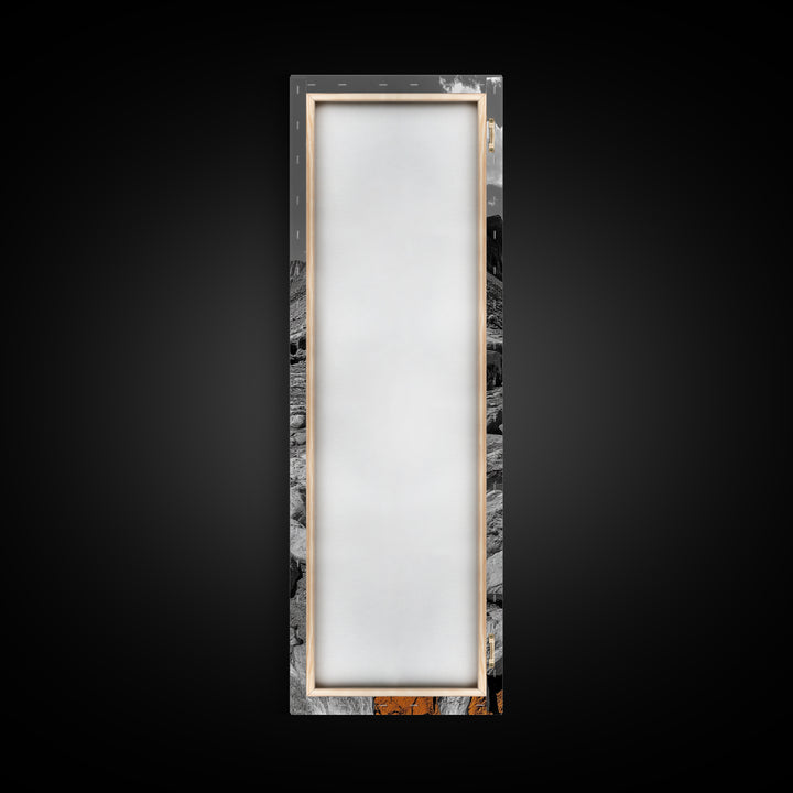 Cracked Earth, Orange Path, Mountain Trail, Climate Scene – Canvas Print, Nature Wall Art, Earth Tones Decor, Fall Landscape Photography