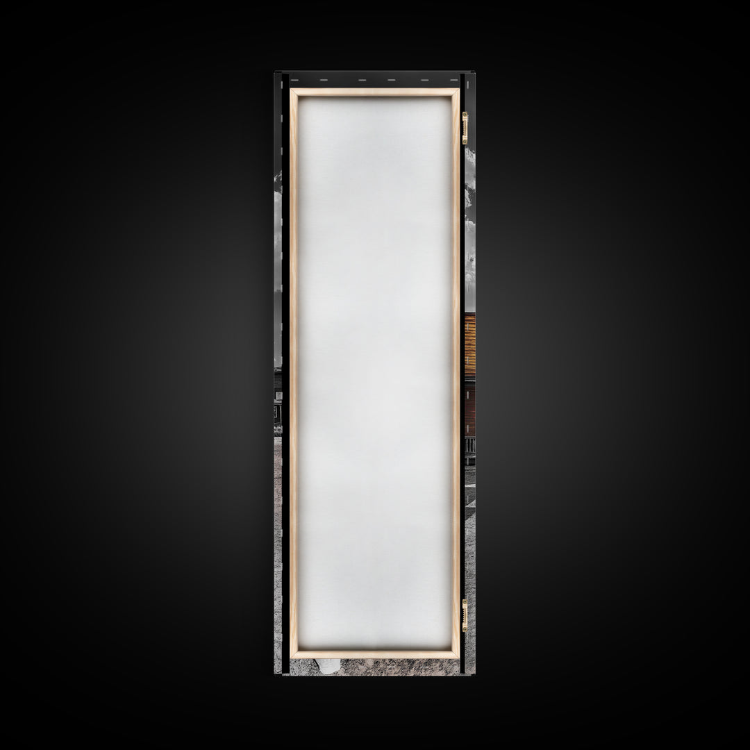 Desert Street, Western Town, Cloudy Skies, Frontier Road, Framed Canvas Print, Rustic Wall Art, Western Style Decor, Saloon Theme