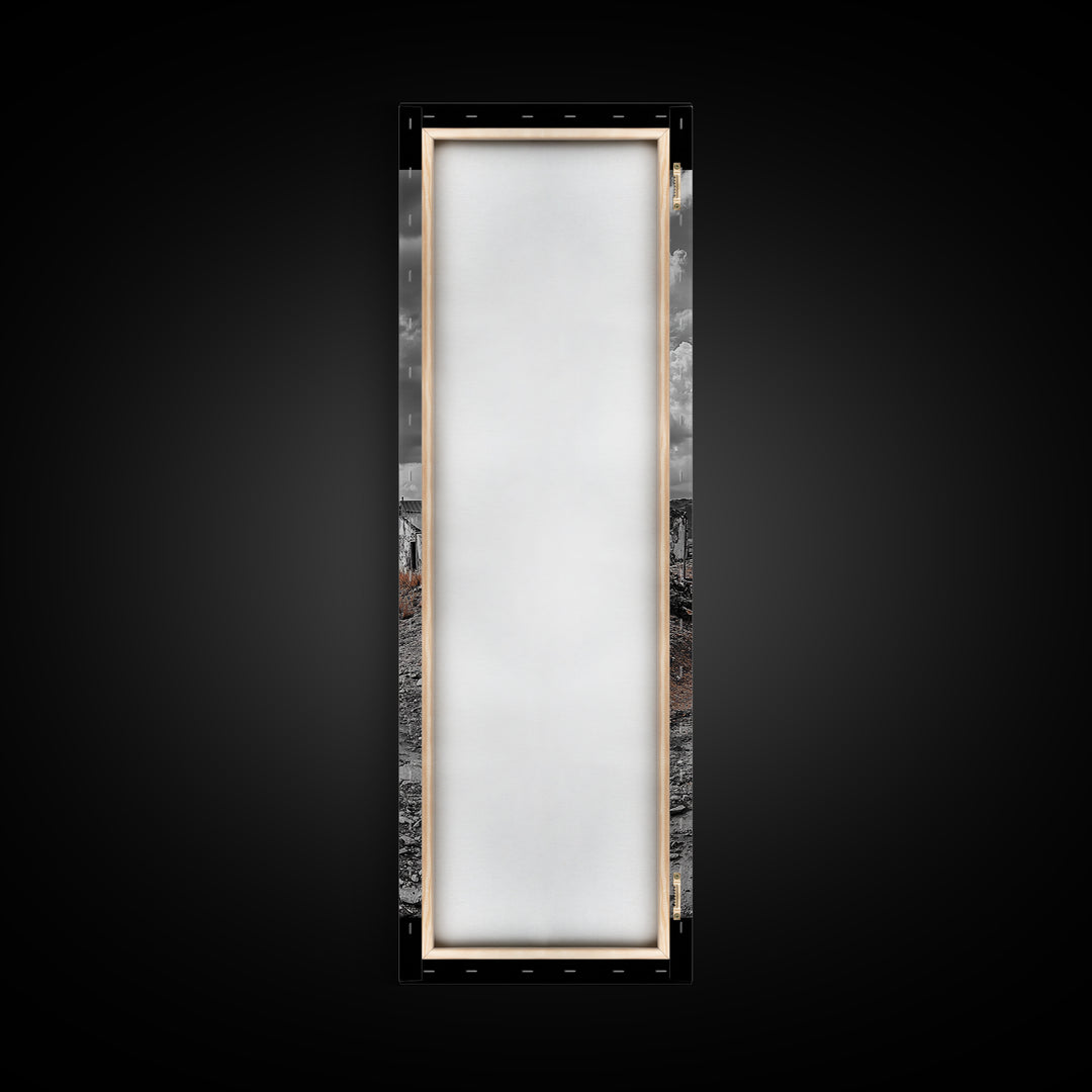 Abandoned Town, Haunted Path, Deserted Village, Ghost Ruins, Framed Canvas Print, Dark Wall Art, Rustic Halloween Decor, Moody Photography