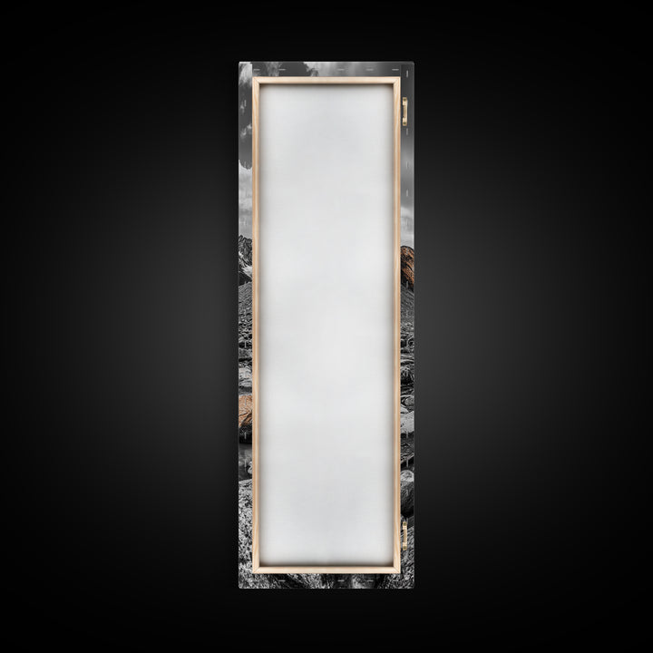 Rocky Peak, Wilderness Art, Orange Accent, Moody Landscape, Framed Canvas Print, Office Decor, Fall Mountainscape Photography