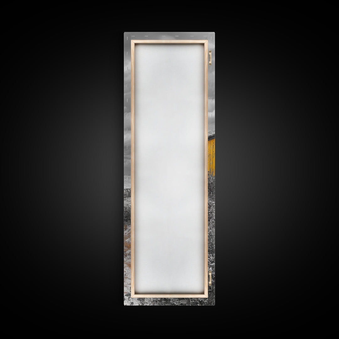 Beach Shack, Rustic Cabin, Vibrant Doors, Framed Canvas Print, Coastal Entryway Wall Art, Tropical Boho Decor, Seaside Rustic Style