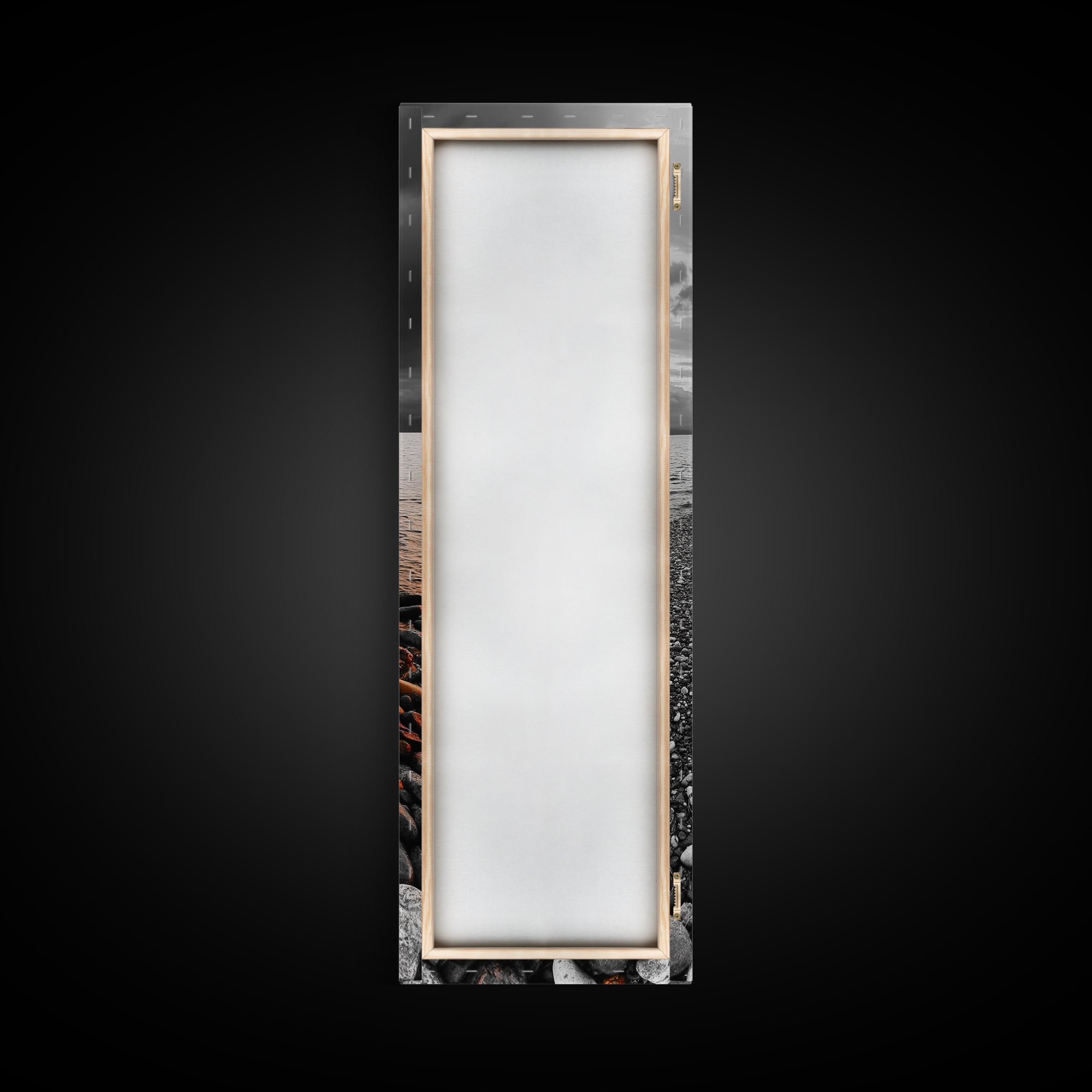 Rocky Shoreline, Sunset Glow, Ocean Path, Coastal Landscape, Canvas Print, Tranquil Nature Art, Bathroom Wall Decor Coastal Style